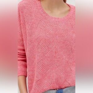 Anthropologie Pink Crew Neck Wool Blend Sweater Lightweight Knit in Sz S
